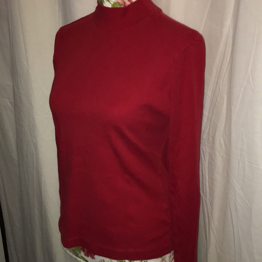 Turtle Neck Long Sleeve Red Shirt